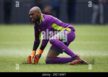 Antony Page of hashtag United ha salvato una penalità durante la fa Cup Qualifiche - secondo turno tra hashtag United e Braintree Town al Len Salmon Stadium, Bowers e Pitsea FC, Pitsea, Regno Unito il 03rd ottobre 2020 (Photo by Action Foto Sport/NurPhoto) Foto Stock