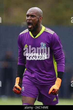 Antony Page of hashtag United ha salvato una penalità durante la fa Cup Qualifiche - secondo turno tra hashtag United e Braintree Town al Len Salmon Stadium, Bowers e Pitsea FC, Pitsea, Regno Unito il 03rd ottobre 2020 (Photo by Action Foto Sport/NurPhoto) Foto Stock