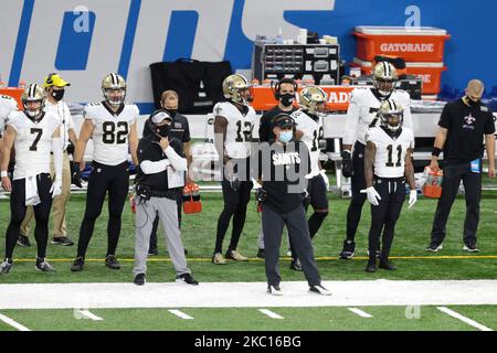Sean Payton, allenatore di testa dei New Orleans Saints, viene visto durante la seconda metà di una partita di football della NFL contro i Detroit Lions a Detroit, Michigan USA, domenica 4 ottobre 2020 (Foto di Jorge Lemus/NurPhoto) Foto Stock