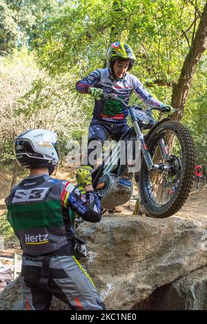 FIM Trial-e Cup (Trial Electric powered motoveicoli) Campionati del mondo, Julien Perret Electric Motion Team in azione durante i Campionati del mondo FIM TrialGp a Lazzate, Italia, il 10 ottobre 2020. (Foto di massimo Bertolini/NurPhoto) Foto Stock