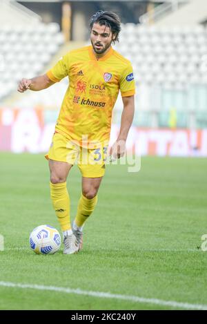 Riccardo Sottil di Cagliari Calcio durante la Serie Una partita di calcio tra Torino FC e Cagliari Calcio allo Stadio Olimpico Grande Torino del 18 ottobre 2020 a Torino. (Foto di Alberto Gandolfo/NurPhoto) Foto Stock