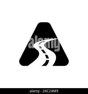 Lettera iniziale Un logo stradale per il viaggio e il trasporto modello vettoriale della segnaletica Illustrazione Vettoriale