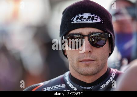 Albert Arenas (75) di Spagna e Solunion Apar Team Moto3 durante la MotoGP di Aragona al Motorland Aragon Circuit il 18 ottobre 2020 ad Alcaniz, Spagna. (Foto di Jose Breton/Pics Action/NurPhoto) Foto Stock