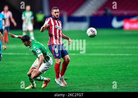 Koke durante la Liga partita tra Atletico de Madrid e Real Betis a Wanda Metropolitano il 18 ottobre 2020 a Madrid, Spagna . (Foto di Rubén de la Fuente Pérez/NurPhoto) Foto Stock