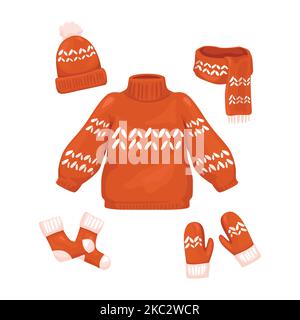 Set natalizio di abiti per le vacanze invernali. Illustrazione Vettoriale