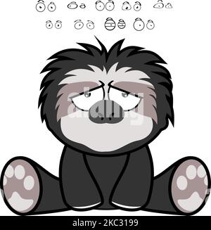 carino sitting sloth orso personaggio cartoon espressione set raccolta, illustrazione formato vettore Illustrazione Vettoriale