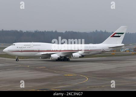 Un Boeing 747 di Dubai Government Air Wing presso l'aeroporto Kloten di Zurigo (Svizzera) il 22 gennaio 2019. (Foto di Robert Smith/MI News/NurPhoto) Foto Stock