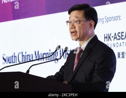 Keynote con l'Amministratore Delegato John Lee Ka-chiu, al summit ASEAN di Hong Kong 2022 organizzato dalla Cina del Sud Morning Post tenutosi presso l'Hotel Conrad ad Admiralty.03NOV22 SCMP / Jonathan Wong Foto Stock