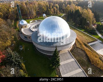 A Bird's eye view of Silesian Planetarium and astronomical observatory in autumn Stock Photo