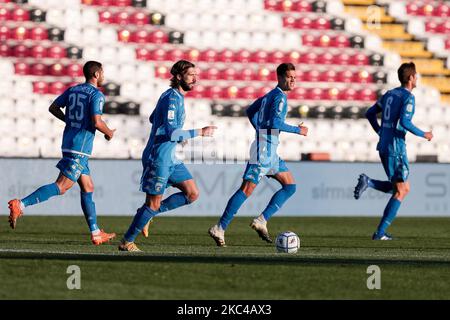 Leonardo Mancuso festeggia dopo aver segnato un gol durante l'incontro di Serie BKT tra Cittadella ed Empoli allo Stadio Pier Cesare Tombolato il 21 novembre 2020 a Cittadella, Italia. (Foto di Emmanuele Ciancaglini/NurPhoto) Foto Stock