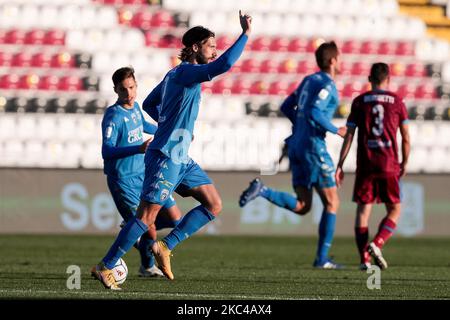 Leonardo Mancuso festeggia dopo aver segnato un gol durante l'incontro di Serie BKT tra Cittadella ed Empoli allo Stadio Pier Cesare Tombolato il 21 novembre 2020 a Cittadella, Italia. (Foto di Emmanuele Ciancaglini/NurPhoto) Foto Stock