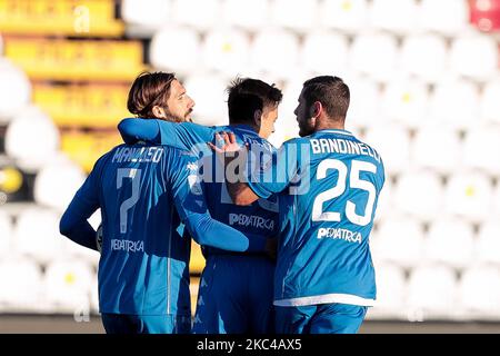 Leonardo Mancuso festeggia dopo aver segnato un gol durante l'incontro di Serie BKT tra Cittadella ed Empoli allo Stadio Pier Cesare Tombolato il 21 novembre 2020 a Cittadella, Italia. (Foto di Emmanuele Ciancaglini/NurPhoto) Foto Stock