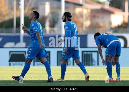 Marco Olivieri festeggia dopo aver segnato un gol durante l'incontro di Serie BKT tra Cittadella ed Empoli allo Stadio Pier Cesare Tombolato il 21 novembre 2020 a Cittadella. (Foto di Emmanuele Ciancaglini/NurPhoto) Foto Stock