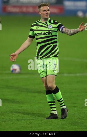 Carl Winchester of Forest Green Rovers durante la partita della Sky Bet League 2 tra Barrow e Forest Green Rovers presso Holker Street, Barrow-in-Furness sabato 21st novembre 2020. (Foto di Mark Fletcher/MI News/NurPhoto) Foto Stock