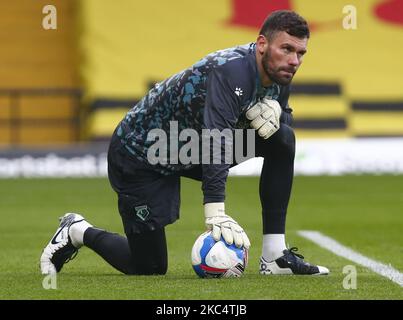 Ben Foster di Watford durante il warm-up pre-partita durante il Campionato tra Watford e Preston North End al Vicarage Road Stadium , Watford, Regno Unito il 28th novembre 2020 (Photo by Action Foto Sport/NurPhoto) Foto Stock