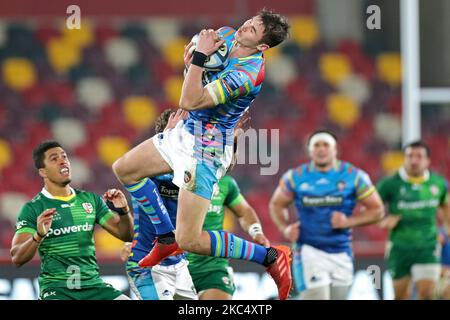 Il 29th novembre 2020, Richard Wrigglesworth cattura la palla alta durante la partita della Gallagher Premiership tra London Irish e Leicester Tigers al Brentford Community Stadium, Brentford, Londra, Inghilterra. (Foto di Jon Bromley/MI News/NurPhoto) Foto Stock