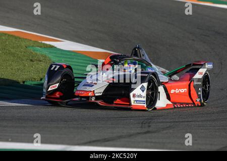 11 DI GRASSI Lucas (BRA), Audi Sport ABT Schaeffler, Audi e-ton FE07, in occasione del Campionato ABB Formula e test ufficiali pre-stagione sul circuito Ricardo Tormo di Valencia il 28 novembre 29 e il 1 dicembre in Spagna. (Foto di Xavier Bonilla/NurPhoto) Foto Stock