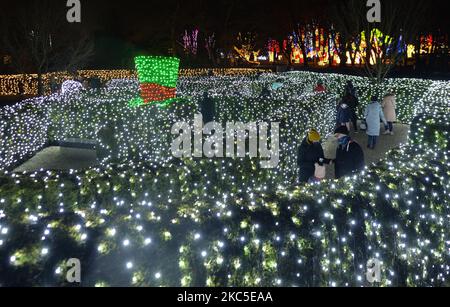 Albero di Natale fuori dal centro commerciale Galeria Krakowska di Cracovia. Lunedì 7 dicembre 2020 a Cracovia, Polonia. (Foto di Artur Widak/NurPhoto) Foto Stock