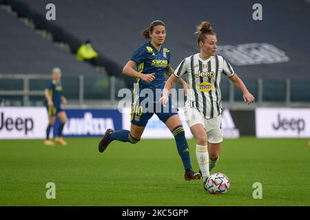 Aurora Galli di Juventus durante la partita della UEFA Women's Champions League tra Juventus e Lione allo stadio Allianz il 09 dicembre 2020 a Torino (Foto di Alberto Gandolfo/NurPhoto) Foto Stock