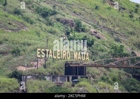 Mauá cantiere uno dei più antichi del Brasile a Rio de Janeiro, Brasile, il 12 dicembre 2020. Le acque della baia di Guanabara sono molto importanti per l'economia del Brasile. Attraverso di esse, le navi da carico trasportano miliardi di dollari all'anno in prodotti per l'importazione e l'esportazione. (Foto di Luiz Souza/NurPhoto) Foto Stock