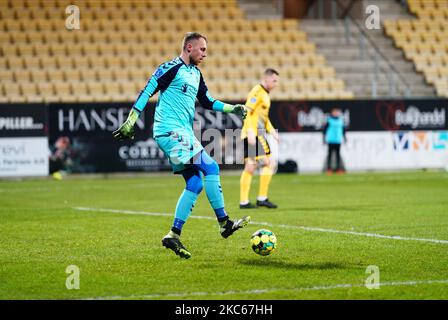 Marvin Schwäbe di Brøndby durante la Superliga match tra AC Horsens e Brøndby a CASA Arena, Horsens, Danimarca, il 20 dicembre 2020. (Foto di Ulrik Pedersen/NurPhoto) Foto Stock