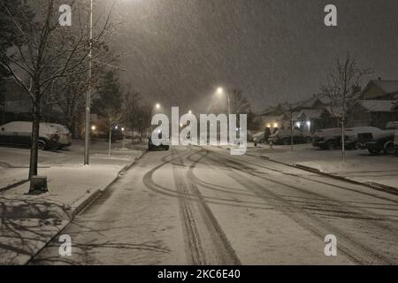 La Greater Toronto Area fu coperta con 15-20 centimetri di neve durante una tempesta di neve a Toronto, Ontario, Canada, il 24 dicembre 2020. I residenti si sveglieranno con un Natale bianco. (Foto di Creative Touch Imaging Ltd./NurPhoto) Foto Stock