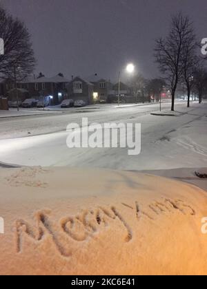 La Greater Toronto Area fu coperta con 15-20 centimetri di neve durante una tempesta di neve a Toronto, Ontario, Canada, il 24 dicembre 2020. I residenti si sveglieranno con un Natale bianco. (Foto di Creative Touch Imaging Ltd./NurPhoto) Foto Stock