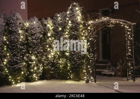 La Greater Toronto Area fu coperta con 15-20 centimetri di neve durante una tempesta di neve a Toronto, Ontario, Canada, il 24 dicembre 2020. I residenti si sveglieranno con un Natale bianco. (Foto di Creative Touch Imaging Ltd./NurPhoto) Foto Stock