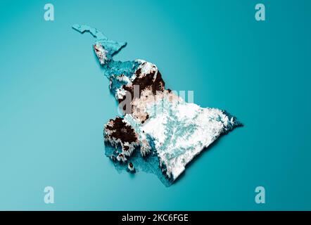 Un rendering 3D della mappa topografica del Camerun Mappa ipsometrica della tinta di elevazione spettrale della mappa di rilievo ombreggiata Foto Stock