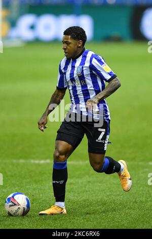 Kadeem Harris di Sheffield Mercoledì in azione durante la partita Sky Bet Championship tra Sheffield Mercoledì e Derby County a Hillsborough, Sheffield Venerdì 1st gennaio 2021. (Foto di Jon Hobley/MI News/NurPhoto) Foto Stock