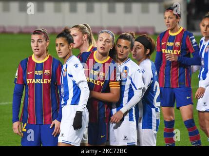Incontro tra FC Barcelona e RCD Espanyol, corrispondente alla settimana 14 della Liga Primera Iberdrola, giocata allo stadio Camp Nou per la prima volta negli ultimi cinquant'anni, il 06th gennaio 2021, a Barcellona, Spagna. (Foto di Noelia Deniz/Urbanandsport/NurPhoto) Foto Stock