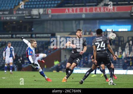 Harvey Elliott di Blackburn Rovers spara durante la partita della fa Cup tra Blackburn Rovers e Doncaster Rovers a Ewood Park, Blackburn sabato 9th gennaio 2021. (Foto di Pat Scaasi/MI News/NurPhoto) Foto Stock