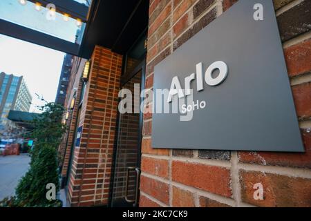 Vista dell'hotel Arlo SoHo di New York il 12 gennaio 2021. Il detto boutique hotel è la posizione in cui una donna che attacca innocenti Black teen ha pensato di rubare il telefono al NYC hotel su un video che è diventato virale. (Foto di John Nacion/NurPhoto) Foto Stock