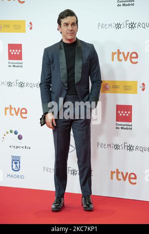 Mario Casas partecipa ai premi Jose Maria Forque 2021 red carpet all'IFEMA il 16 gennaio 2021 a Madrid, Spagna. (Foto di Oscar Gonzalez/NurPhoto) Foto Stock
