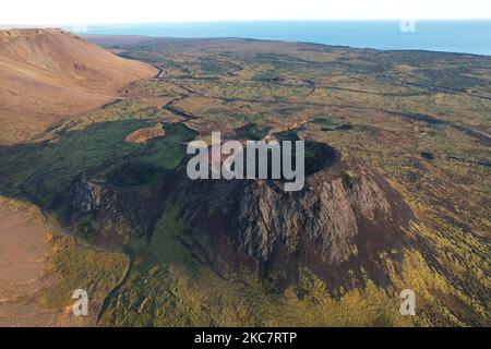 Cratere di Stora Eldborg, Penisola di Reykjanes, Islanda Foto Stock