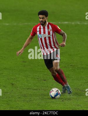 Jordan Willis of Sunderland durante la partita della Sky Bet League 1 tra Sunderland e Plymouth Argyle allo Stadio di luce, Sunderland martedì 19th gennaio 2021. (Foto di Mark Fletcher/MI News/NurPhoto) Foto Stock