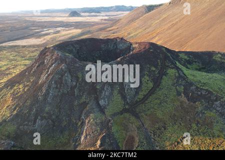 Cratere di Stora Eldborg, Penisola di Reykjanes, Islanda Foto Stock