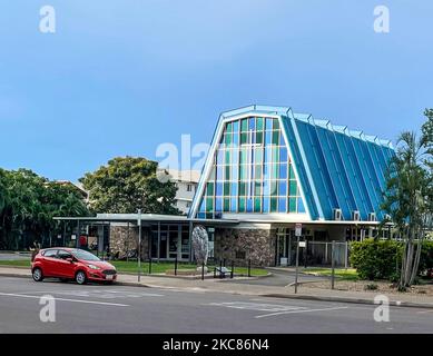 Darwin, Australia – 17 ottobre 2022: La chiesa di Darwin Memorial Uniting è stata costruita nel 1960 come memoriale per tutti coloro che hanno difeso l'Australia durante la WO Foto Stock