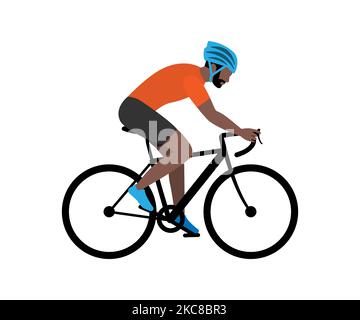 Ciclista maschile in bicicletta, illustrazione vettoriale. Illustrazione Vettoriale