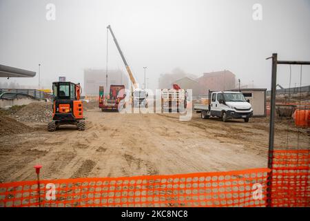 L'ispezione presso il cantiere dell'estensione della linea M1 della metropolitana di Milano da Sesto a Monza Bettola il 02 febbraio 2021 a Milano (Foto di Alessandro Bremec/NurPhoto) Foto Stock