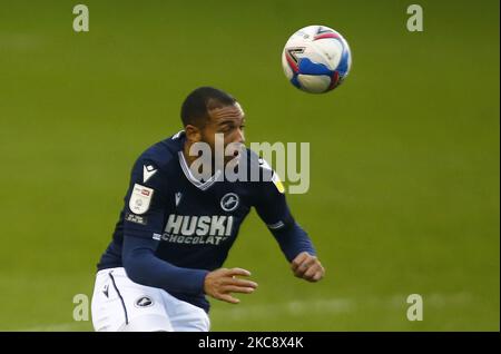 LONDRA, Regno Unito, 06 FEBBRAIO: Kenneth Zohore di Millwall durante il campionato Sky Bet tra Millwall e Sheffield Mercoledì al Den Stadium, Londra il 06th febbraio, 2021 (Photo by Action Foto Sport/NurPhoto) Foto Stock