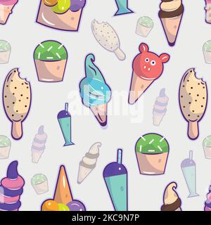 Sfondo a motivi senza cuciture con icone gelato Vector Illustrazione Vettoriale