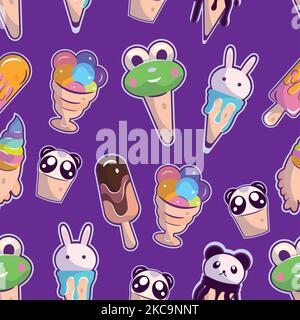 Sfondo a motivi senza cuciture con icone gelato Vector Illustrazione Vettoriale
