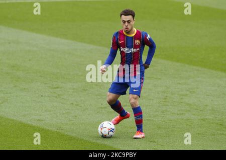 02 Sergino Dest del FC Barcelona durante la partita spagnola la Liga tra FC Barcelona e Cadice CF il 21 febbraio 2021, Barcellona, Spagna. (Foto di Xavier Bonilla/NurPhoto) Foto Stock