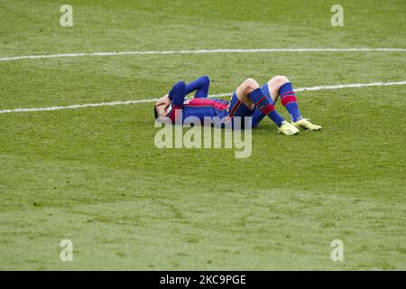 18 Jordi Alba del FC Barcelona durante la partita spagnola la Liga tra FC Barcelona e Cadice CF il 21 febbraio 2021, Barcellona, Spagna. (Foto di Xavier Bonilla/NurPhoto) Foto Stock