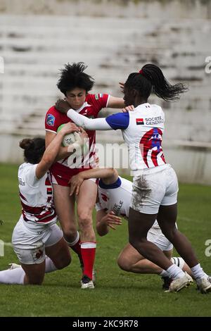 Baizat Khamidova di Russia durante le finali femminili tra la Francia e la Russia durante il secondo giorno del Torneo Internazionale di Rugby Sevens di Madrid all'Universidad Complutense de Madrid il 21 febbraio 2021 a Madrid (Foto di Oscar Gonzalez/NurPhoto) Foto Stock