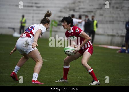 Baizat Khamidova di Russia durante le finali femminili tra la Francia e la Russia durante il secondo giorno del Torneo Internazionale di Rugby Sevens di Madrid all'Universidad Complutense de Madrid il 21 febbraio 2021 a Madrid (Foto di Oscar Gonzalez/NurPhoto) Foto Stock