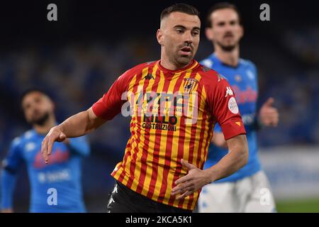 Gabriele Moncini di Benevento Calcio durante la Serie A match tra SSC Napoli e Benevento Calcio allo Stadio Diego Armando Maradona Napoli Italia il 28 febbraio 2021. (Foto di Franco Romano/NurPhoto) Foto Stock