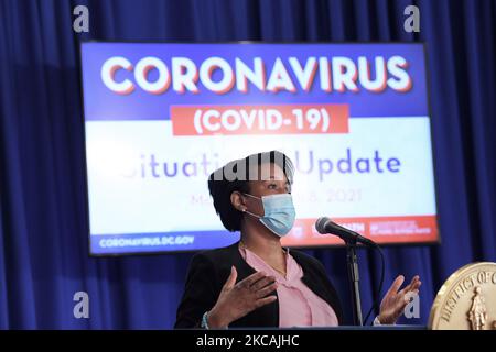 Il sindaco DC Muriel Bowser parla durante una conferenza stampa su Covid 19 Situational Aggiornato, oggi, il 08 marzo 2021 presso Old Council Chambers a Washington DC, USA. (Foto di Lenin Nolly/NurPhoto) Foto Stock