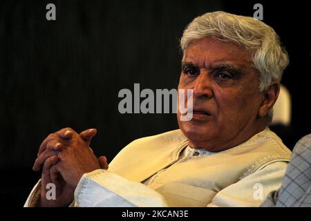 Il poeta indiano, sceneggiatore e lirico Javed Akhtar partecipa al lancio di un video musicale al le Meridien di Nuova Delhi il 11 marzo 2021. (Foto di Mayank Makhija/NurPhoto) Foto Stock